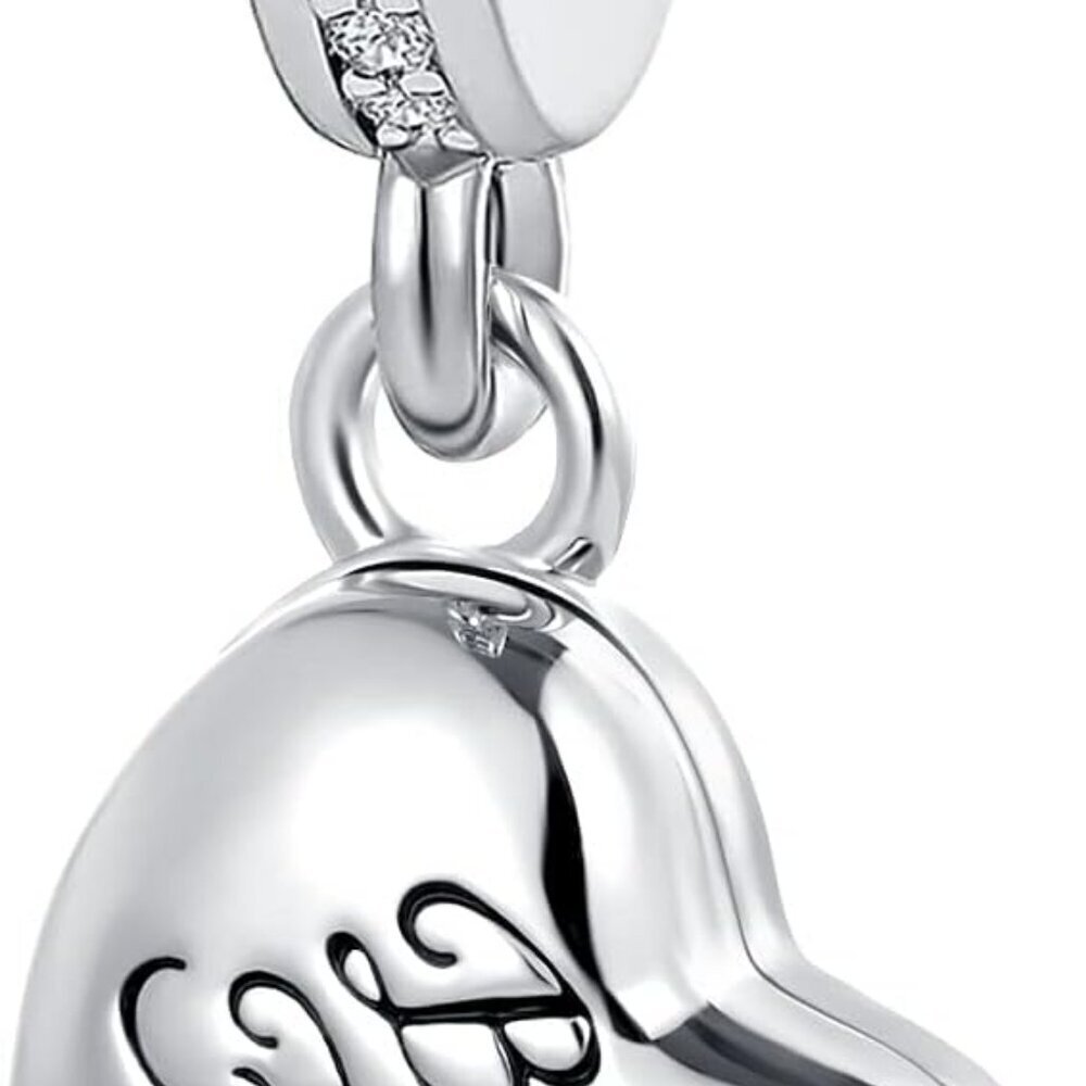 Mom Baby Footprint Grandma Best Friend Charm Crystal Bead for Pandora Bracelet